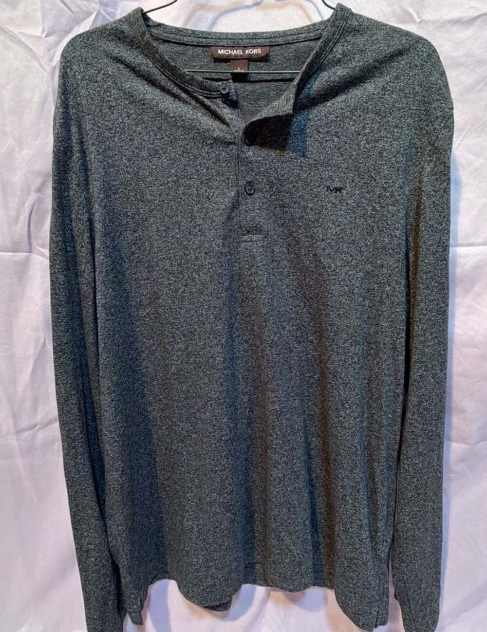 Michael Kors Long Sleeve Henley Size L Gray